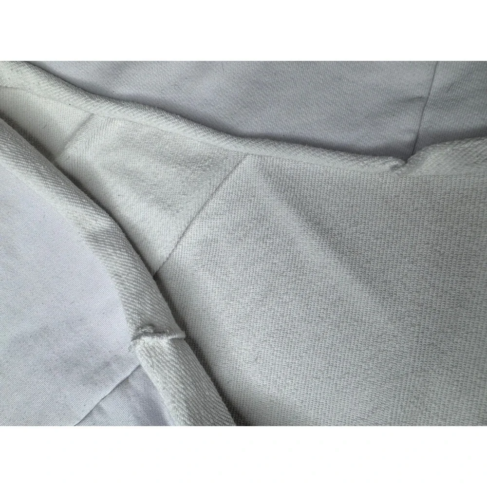 Alo Yoga Womens White Cropped Hoodie Beaded Sleeve‎ Detail Raw Hem Pullover